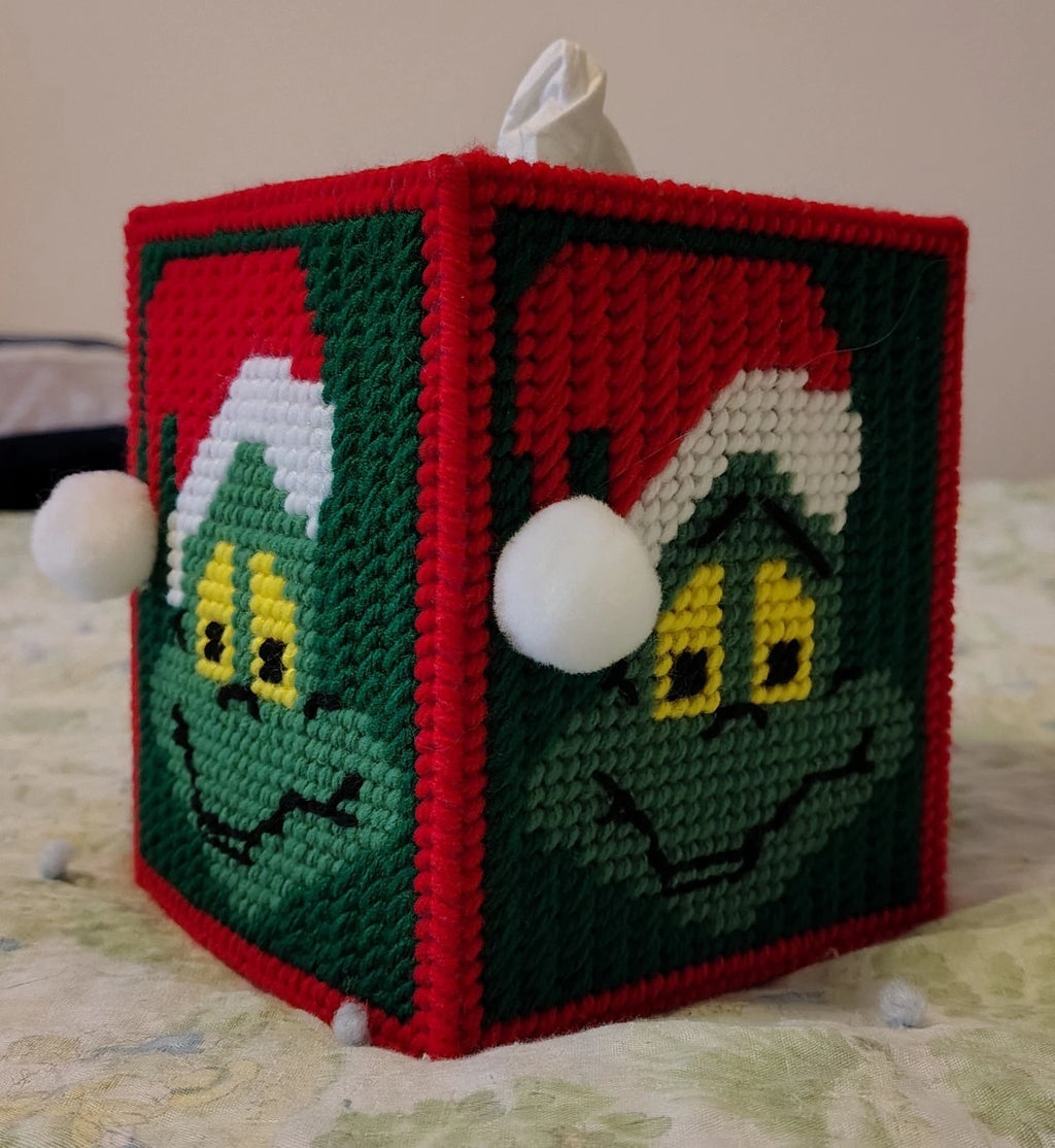 Plastic Canvas Christmas Grinch Tissue Box Cover | eBay