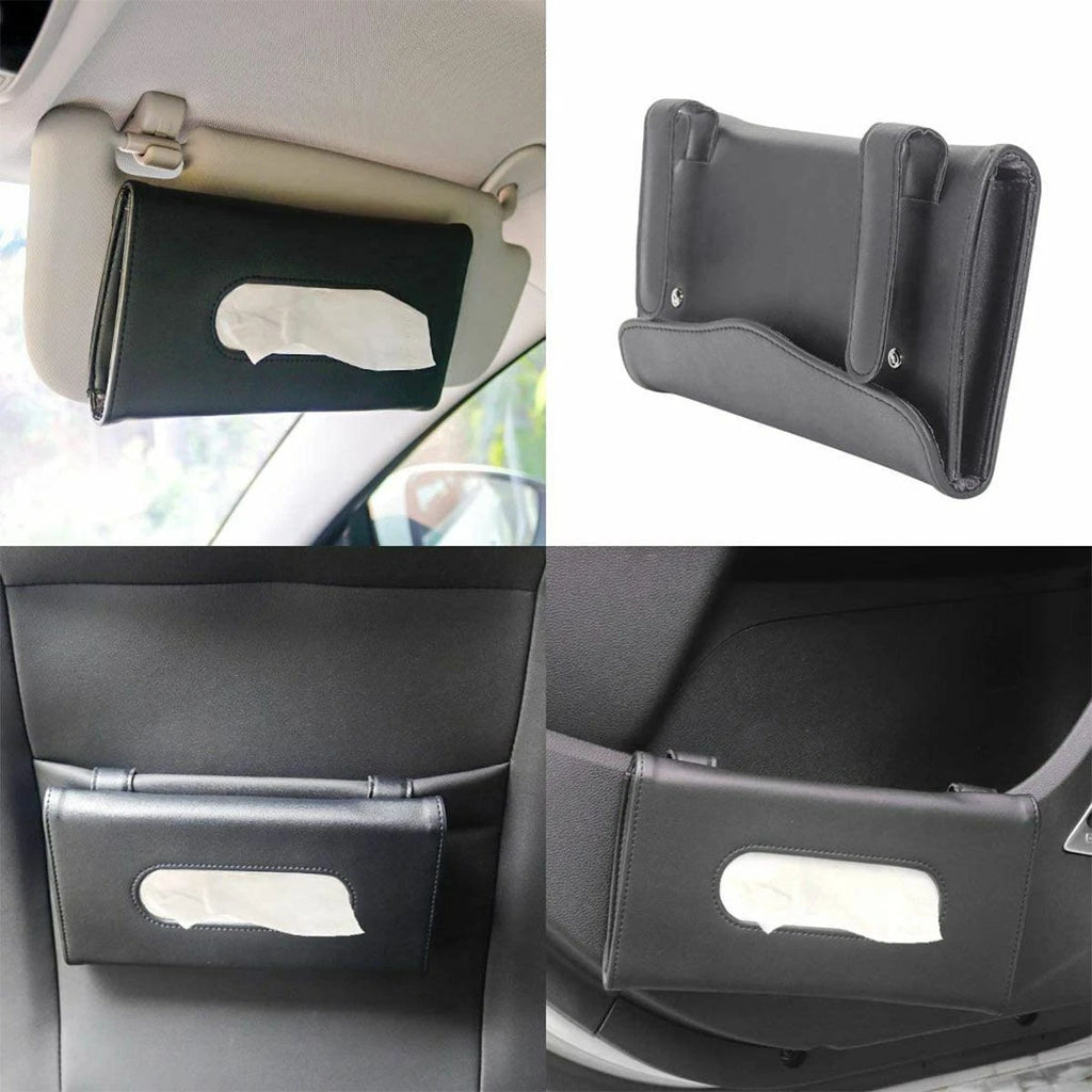 Universal Car Tissue Box PU Leather Organizer Sun Visor Holder Paper Towel Clip | eBay