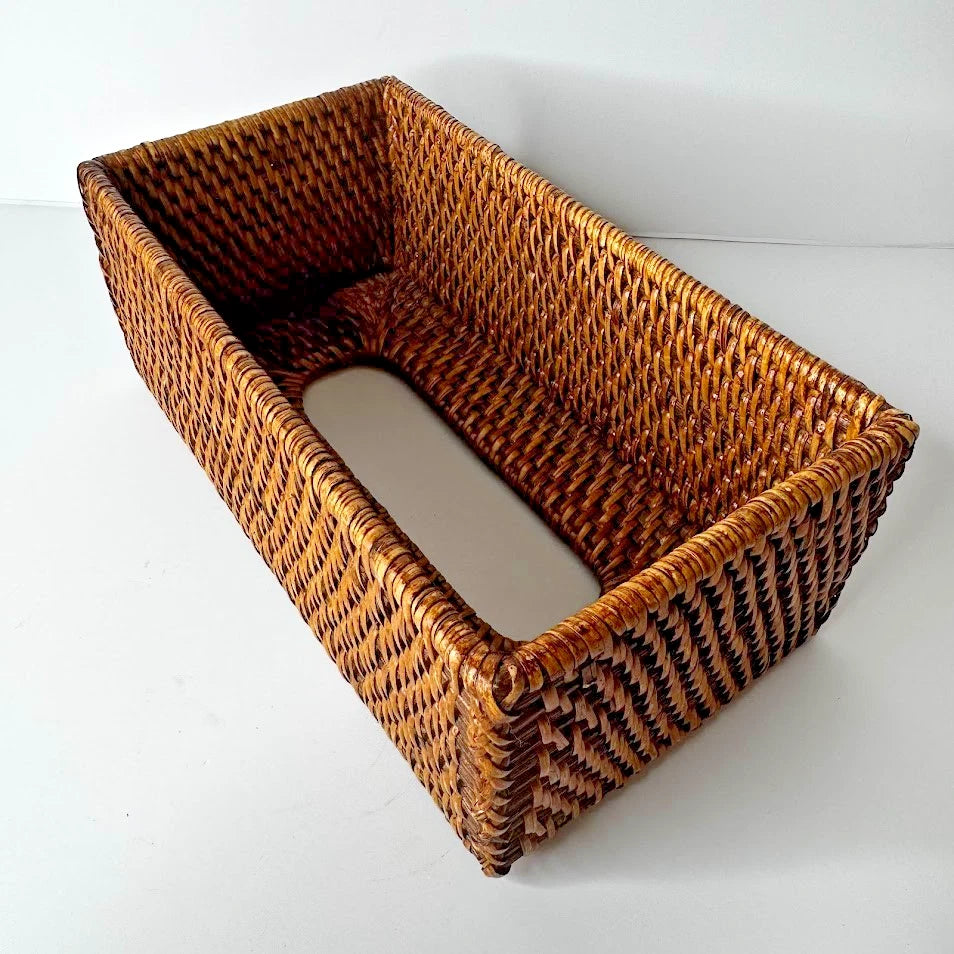 Vintage Wicker Rattan Wood Tissue Box Cover Brown | eBay
