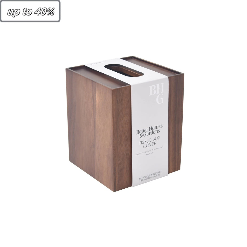 Better Homes & Gardens Acacia Wood Tissue Box Cover | eBay