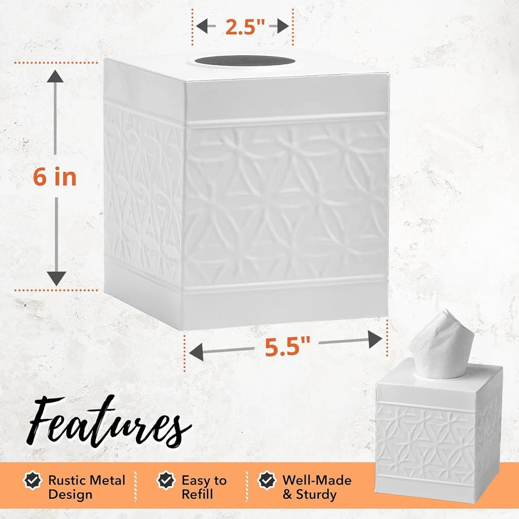 Autumn Alley White Tissue Box Cover Square, White Bathroom Accessories | eBay