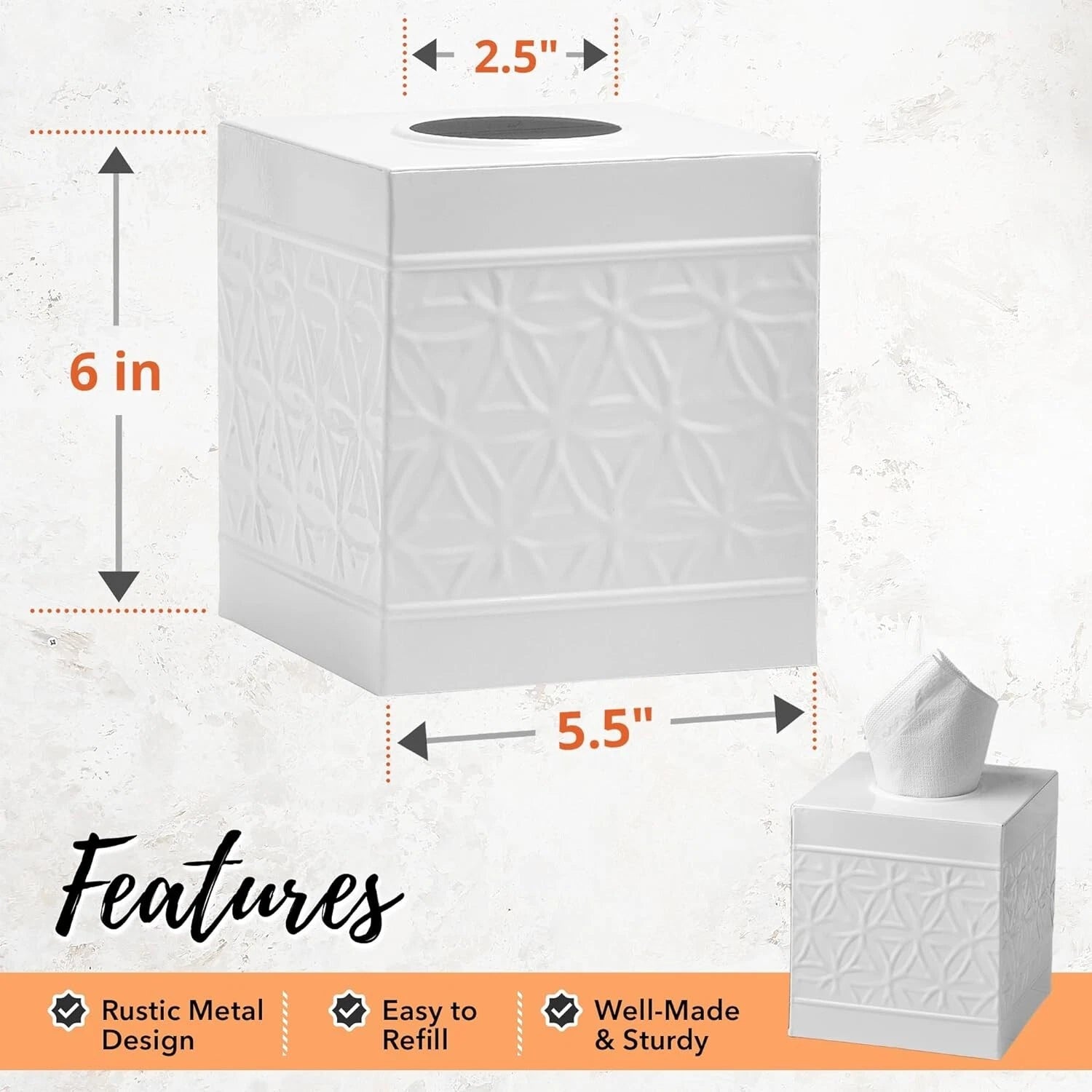 Autumn Alley White Tissue Box Cover Square, White Bathroom Accessories | eBay