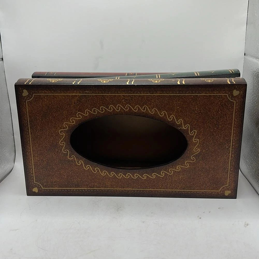 Wooden Book Tissue Box Napkin Holder Dispenser Cover Case Home Decor | eBay