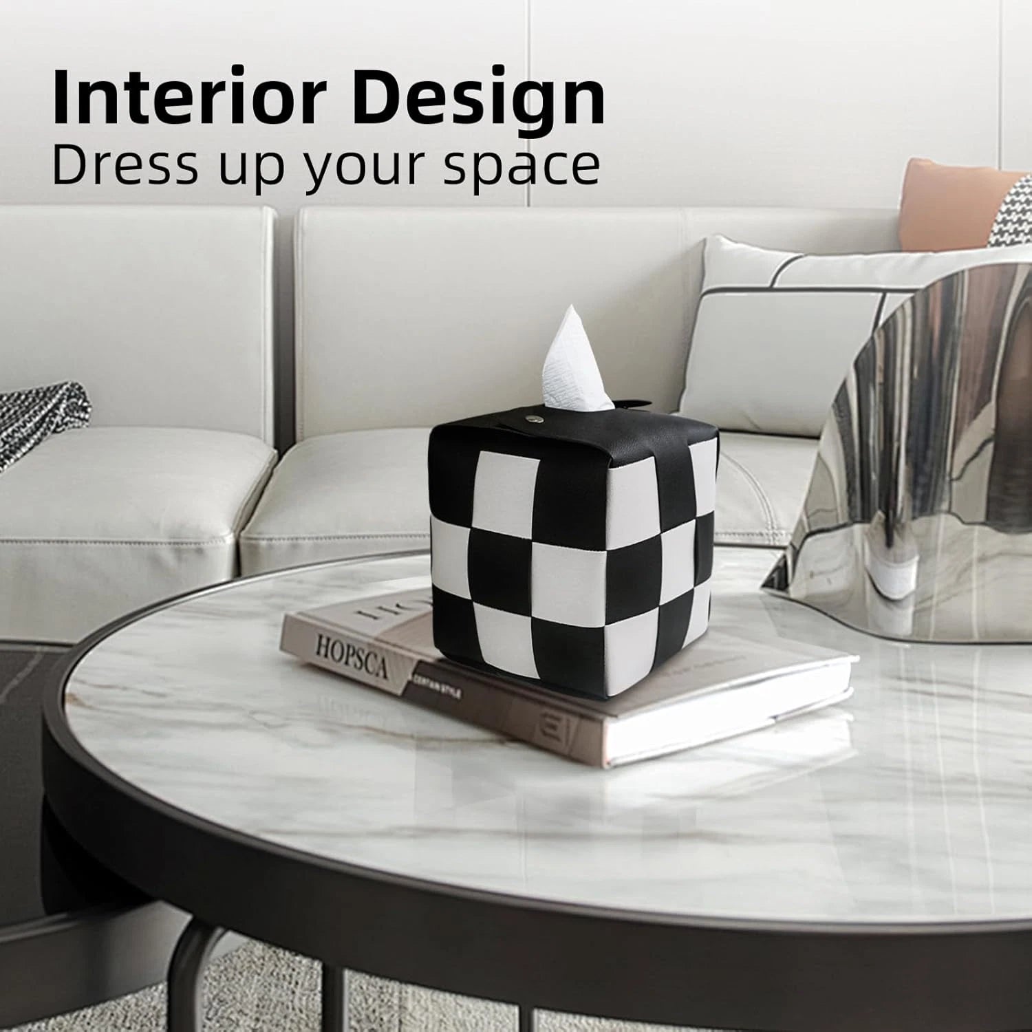 Tissue Box Cover, Square PU Leather Tissue Box Holder with Metal Buckle, Checker | eBay