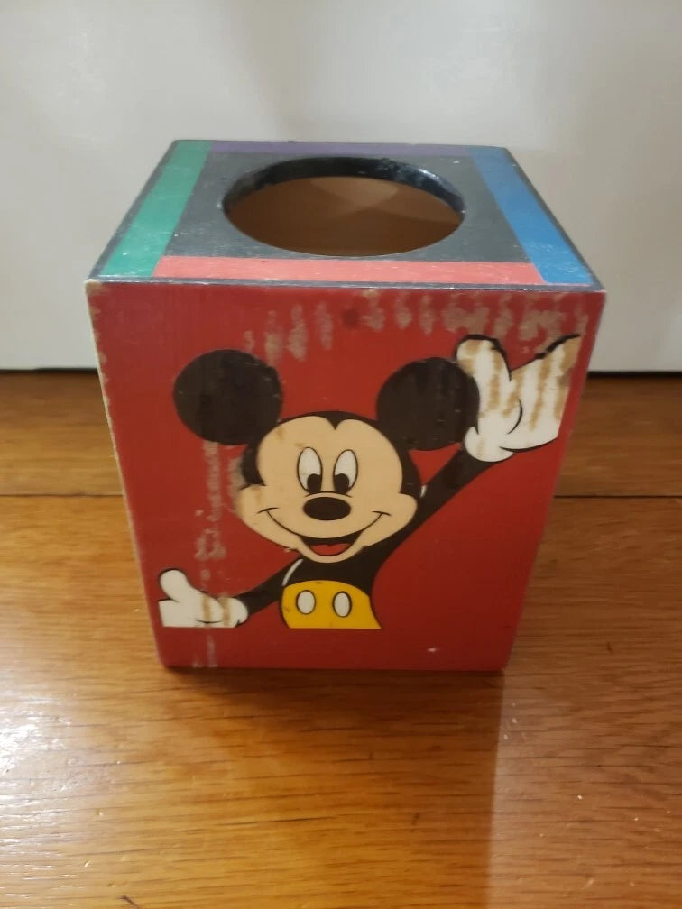 Vintage Wooden Walt Disney Mickey Mouse Goofy + Tissue Box Cover Holder Square | eBay