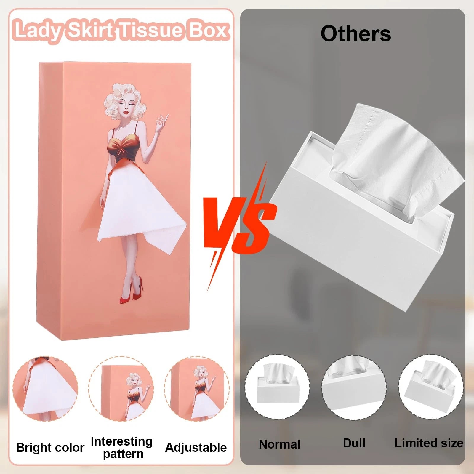 Pulling Skirt Tissue Box, Creative Tissue Boxes Holder Fun Lady Skirt Pink | eBay