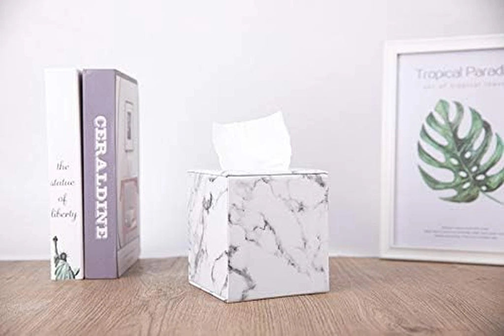 Tissue Box Cover, Square, Modern Marble Style, Marble Stripes, PU Leather & Wood | eBay