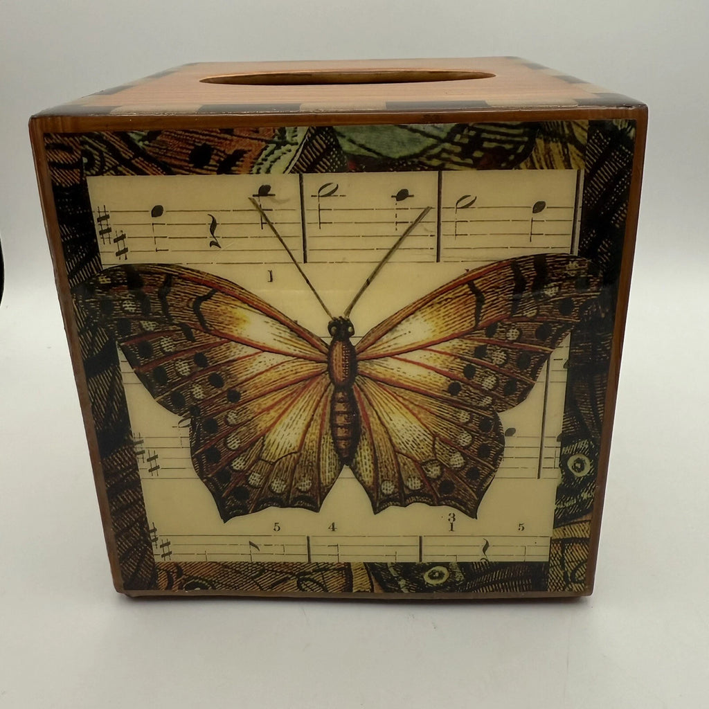 Annie Modica Butterfly Tissue Box Cover Decoupage Technique Hand Painted | eBay