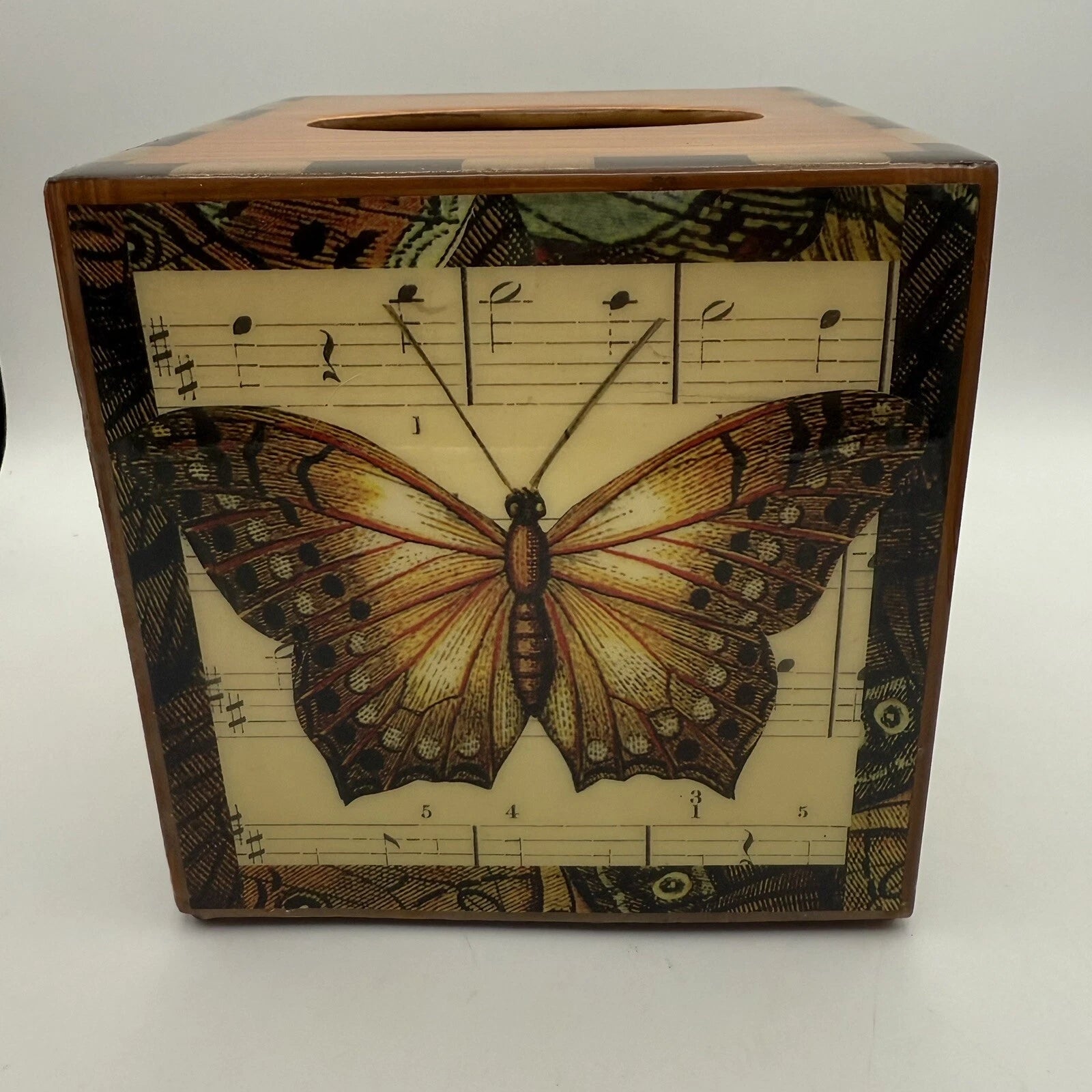 Annie Modica Butterfly Tissue Box Cover Decoupage Technique Hand Painted | eBay