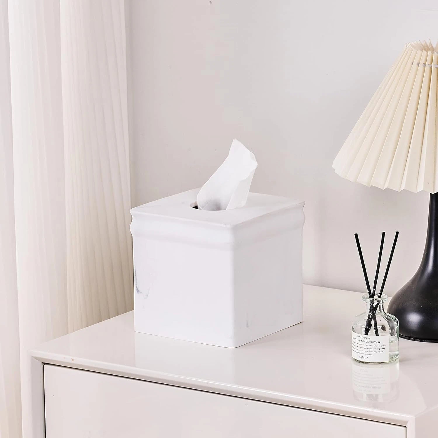 White Marble Tissue Box Cover Retro Square for Bathroom Conutertop,Tissue Box Ho | eBay