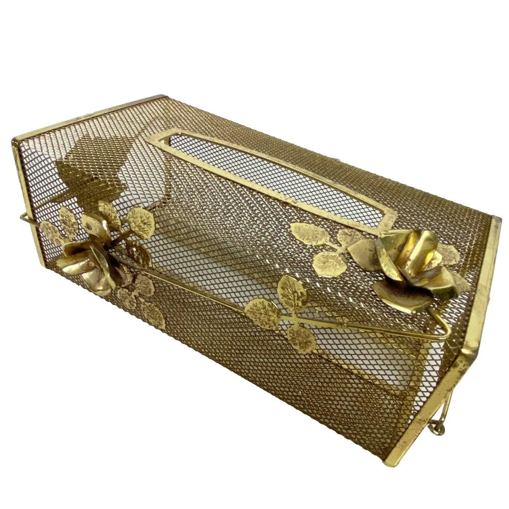 Facial Tissue Box Holder Filigree Floral Rose Wire Vanity Cover MCM Metal Mesh | eBay