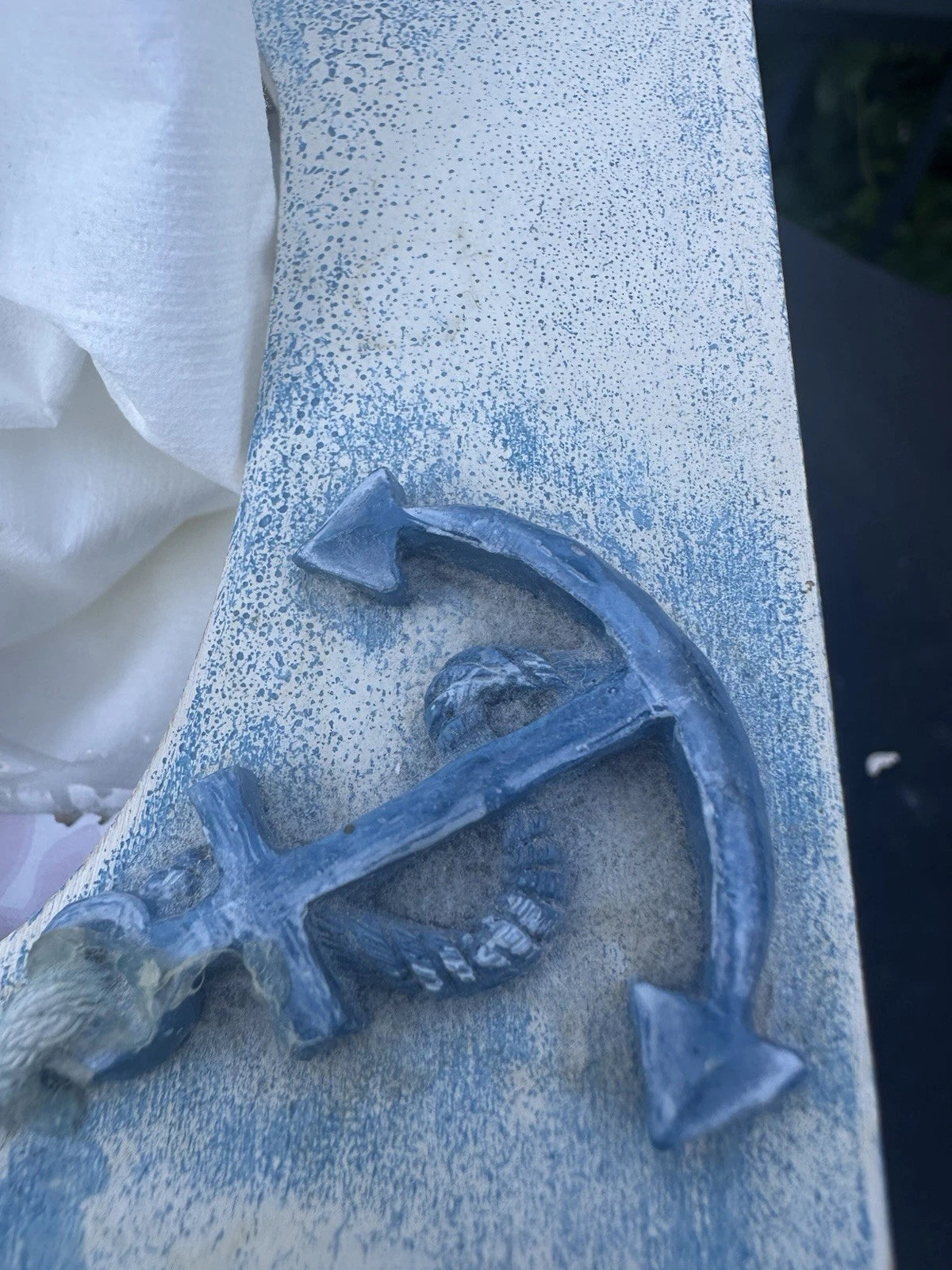 Vintage Blue Wooden Nautical Tissue Cover Box Holder Beach Anchor Oars | eBay