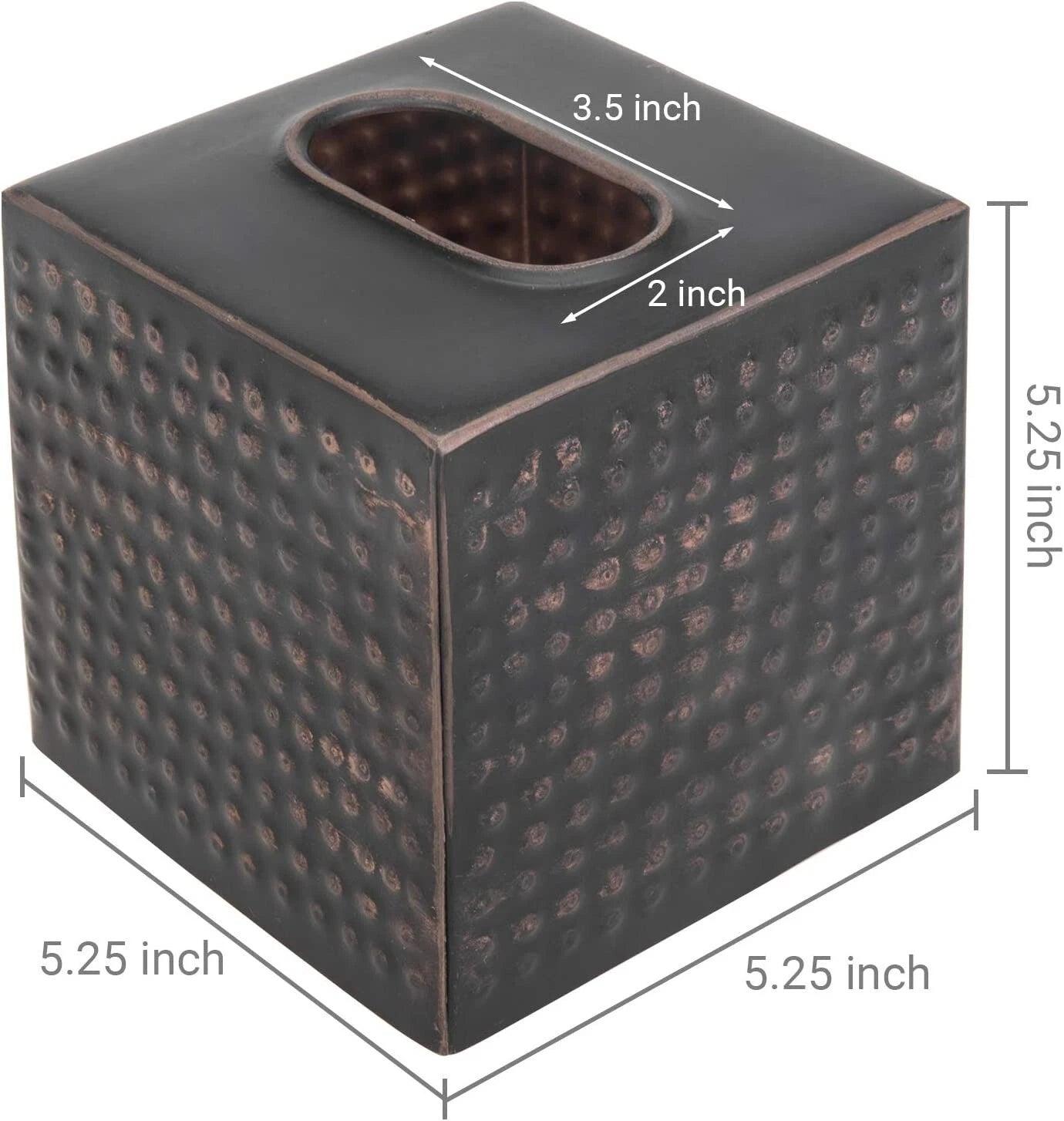 Tissue Holder with Open Bottom, Brushed Bronze Hammered Metal Tissue Box Cover | eBay