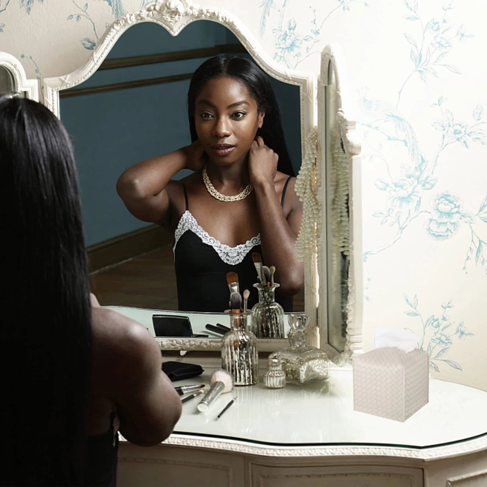 Tissue Box Cover PU Leather Tissue Holder Square Facial Tissue Case Facial Pa... | eBay