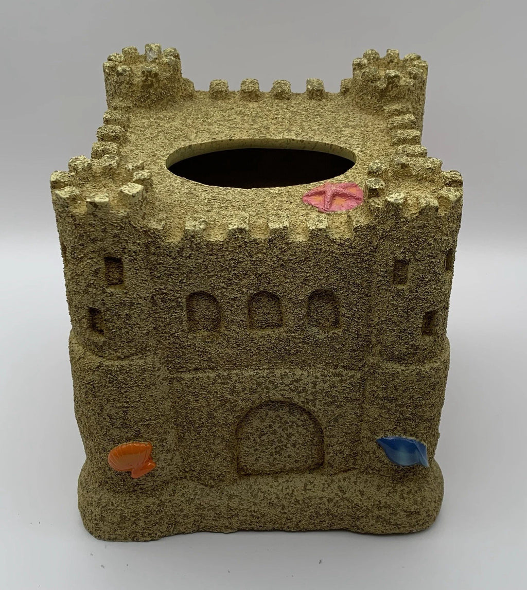 Sand castle tissue box cover.Heavy resin “sand” texture on outside surface.Beach | eBay