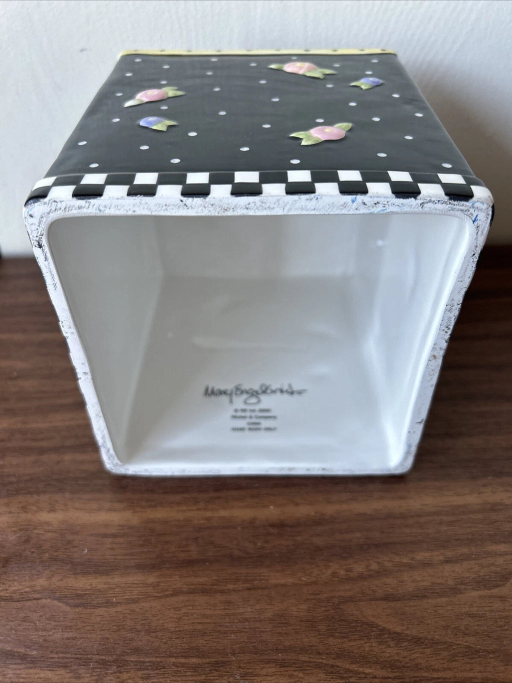 Mary Engelbreit Tissue Box Cover (2000) Porcelain Black with flowers & polka dot | eBay