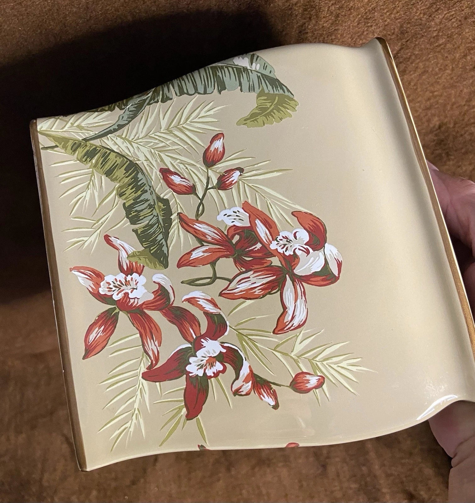 Tommy Bahama Tissue Box Cover Viscaya Orchid Pattern Ceramic Bathroom Vanity *** | eBay