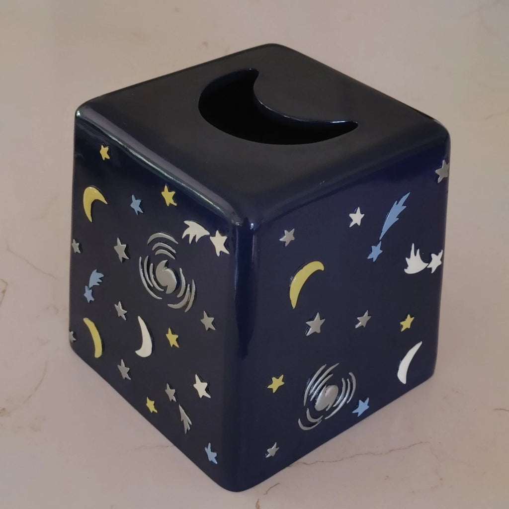 VTG Tissue Cover Box Celestial Stars Moon Solar Galaxy Blue 3D 80's 90's Upright | eBay