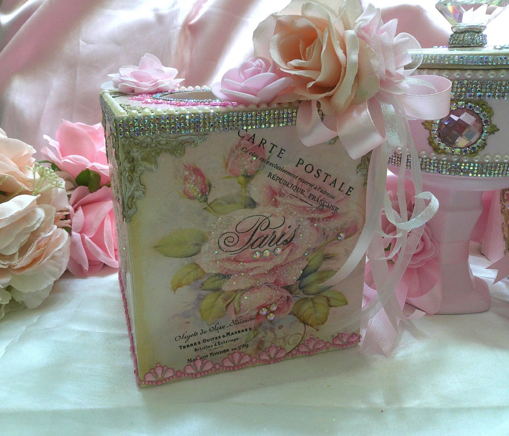 Shabby Chic Victorian Tissue Box Cover~French Inspired Design w/Rose Graphic | eBay