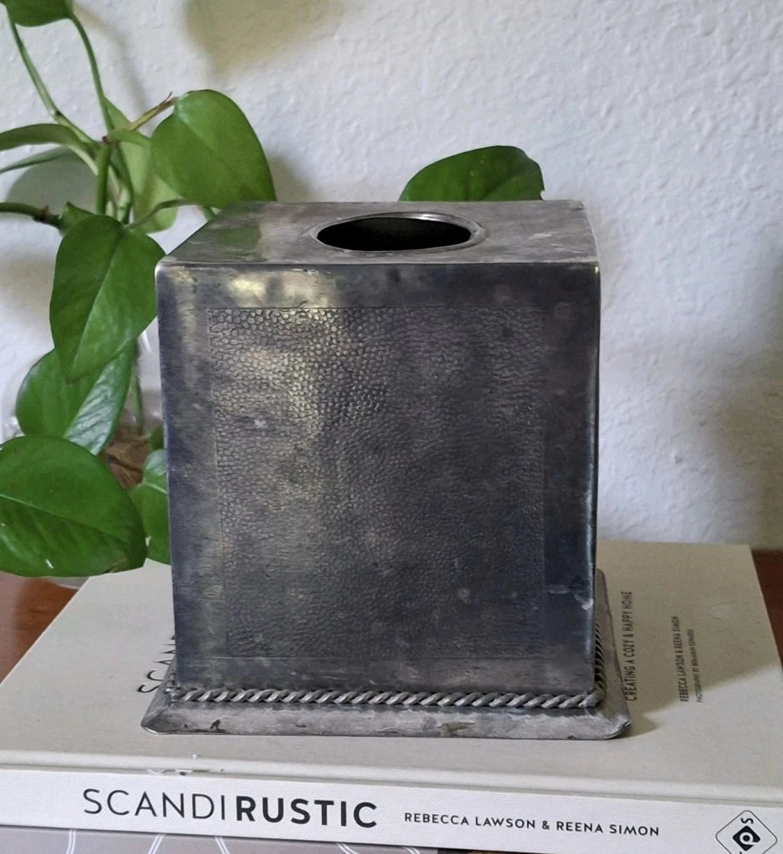 Rustic Silver Tone Metal Tissue Box Cover Patina Minimalist Farmhouse | eBay