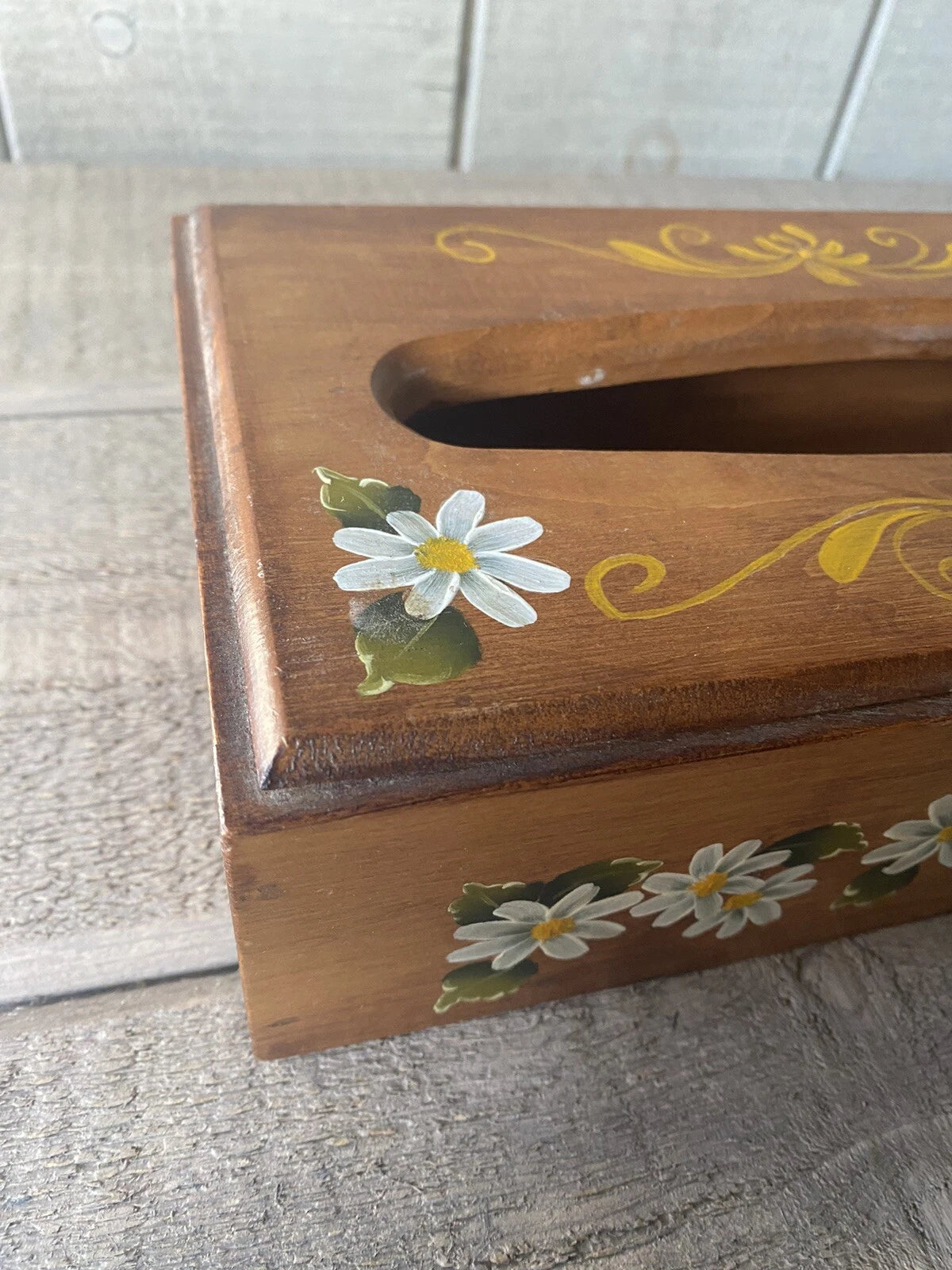 Vintage Hand Painted Tissue Box Cover Wood | eBay