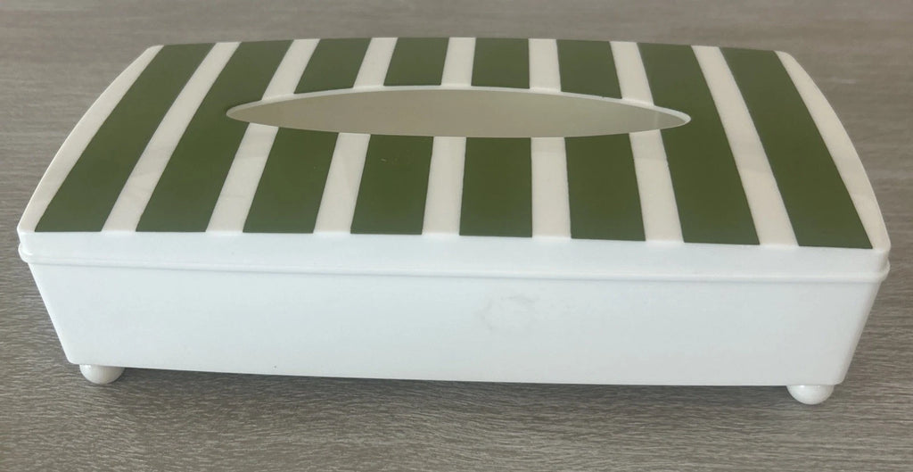 Beautiful Vintage Mitchell Gould MCM Green Striped Tissue Box Rare | eBay