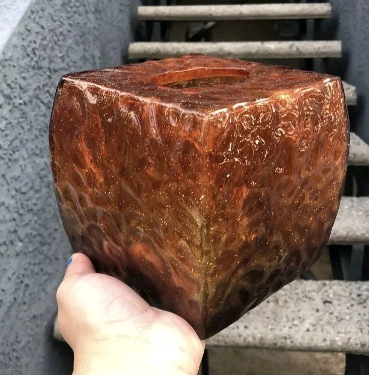 Acrylic Wavy Glitter Tissue Box Amber Colored Ombre Gold Glitter | eBay