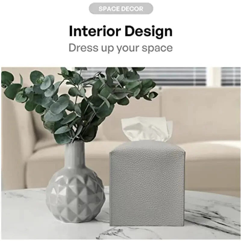 Tissue Box Cover, Refined Modern PU Leather Square Tissue Box Holder | eBay