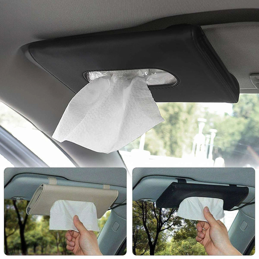 Car Sun Visor Tissue Dispenser Box Holder Universal PU Leather Paper Towel Case | eBay