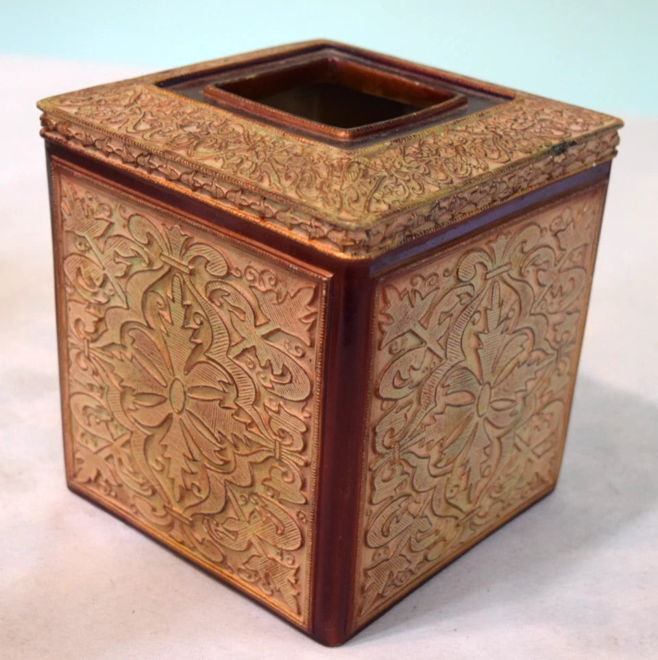 Vtg Global Springs French Country Tissue Box Cover Burgundy & Gold Ceramic | eBay