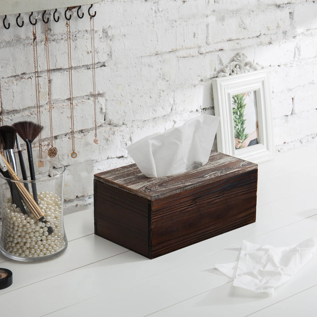 MyGift Rustic Distressed Textured Torched Wood Rectangle Tissue Box Holder Cover | eBay