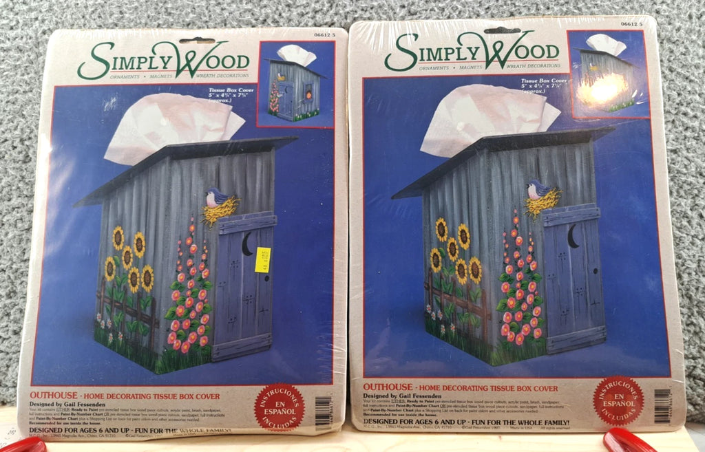 VINTAGE LOT OF 2 Simply Wood Outhouse Tissue Box Cover Build Kit 1999 USA NWT | eBay