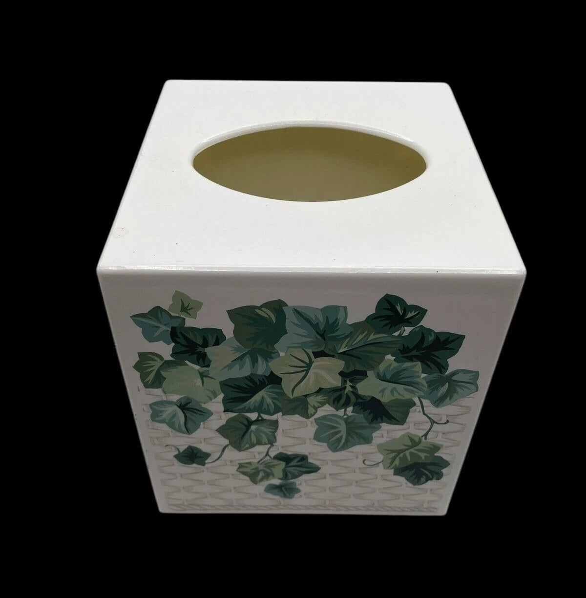 VTG Springs Ivy Arbor Tissue Box Cover White Green Vines Lattice Design Cottage | eBay