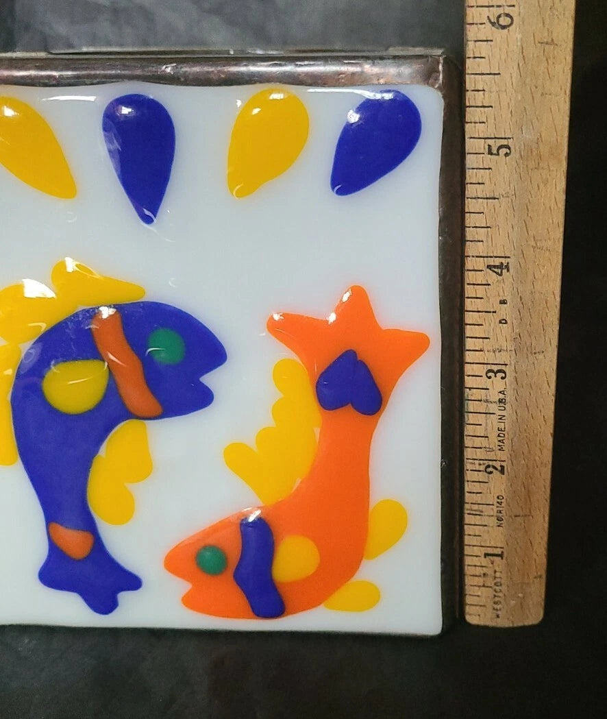 Vintage Copper Leaded Slag Glass Art Crafts Tissue Box Holder Fish 6x5x5 (B3-H13 | eBay