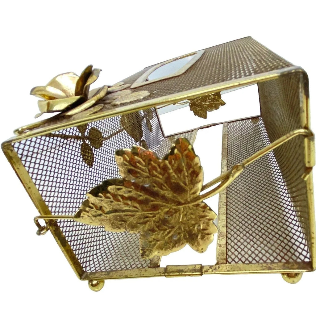 Facial Tissue Box Holder Filigree Floral Rose Wire Vanity Cover MCM Metal Mesh | eBay