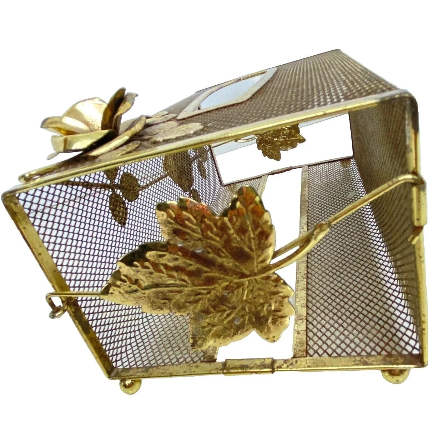 Facial Tissue Box Holder Filigree Floral Rose Wire Vanity Cover MCM Metal Mesh | eBay