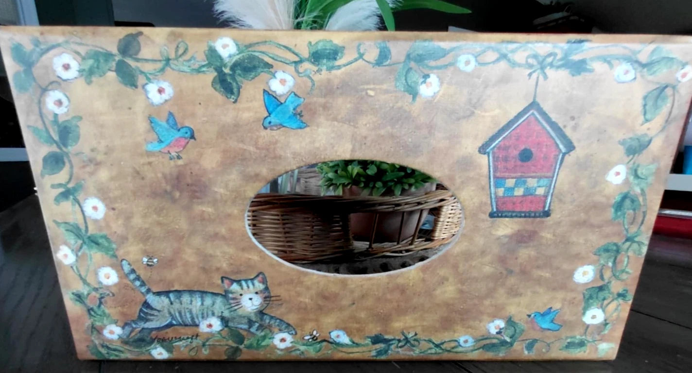 Primitive Tissue Box Bob’s Boxes All Creatures Cat Birdhouse Bunny Floral VTG | eBay