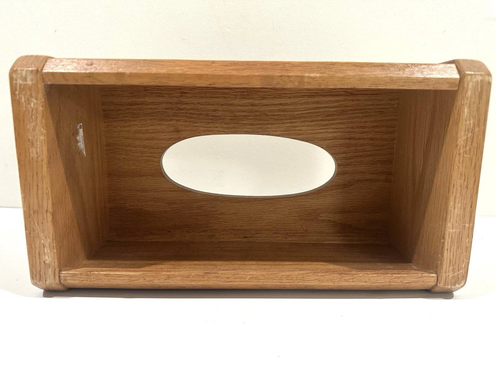 Vintage JC Penny Oak Wood Tissue Box Holder Dispenser Cover Rattan Look 80s Nice | eBay