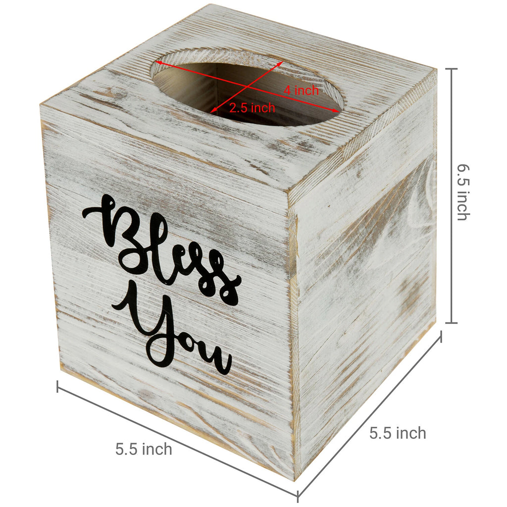 White Wood Tissue Holder w/ Easy Slide Out Bottom, Tabletop Square Tissue Box | eBay