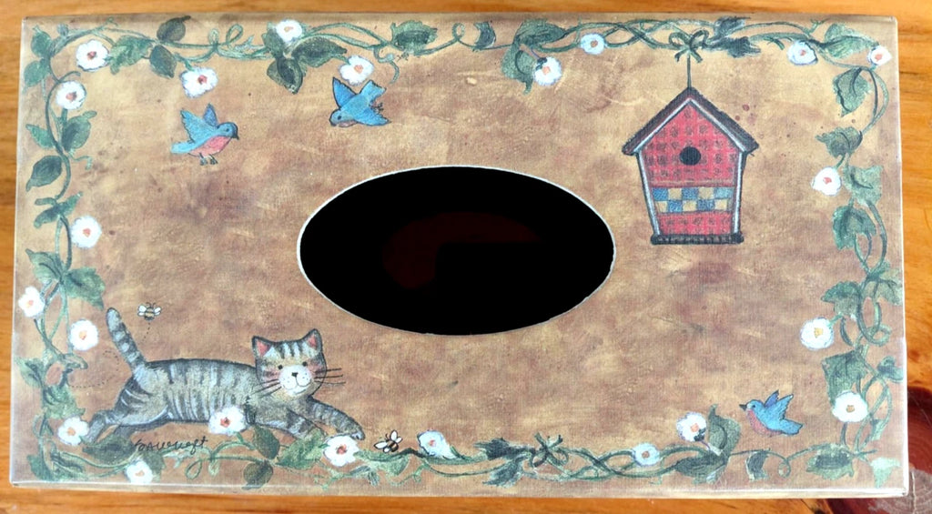 Primitive Tissue Box Bob’s Boxes All Creatures Cat Birdhouse Bunny Floral VTG | eBay