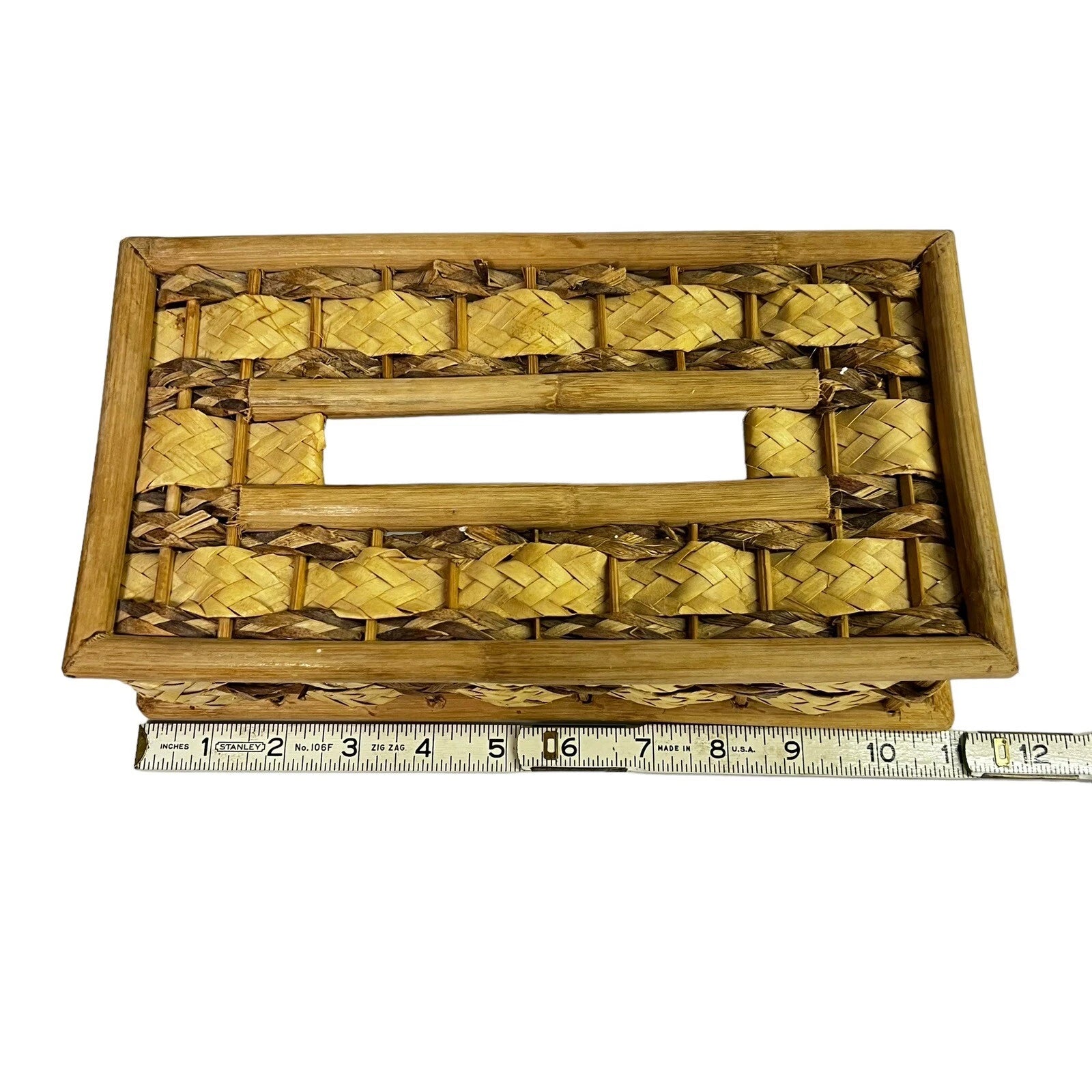 Vtg Tissue Box Cover Wicker Rattan Bamboo Holder Natural BOHO MCM Island | eBay