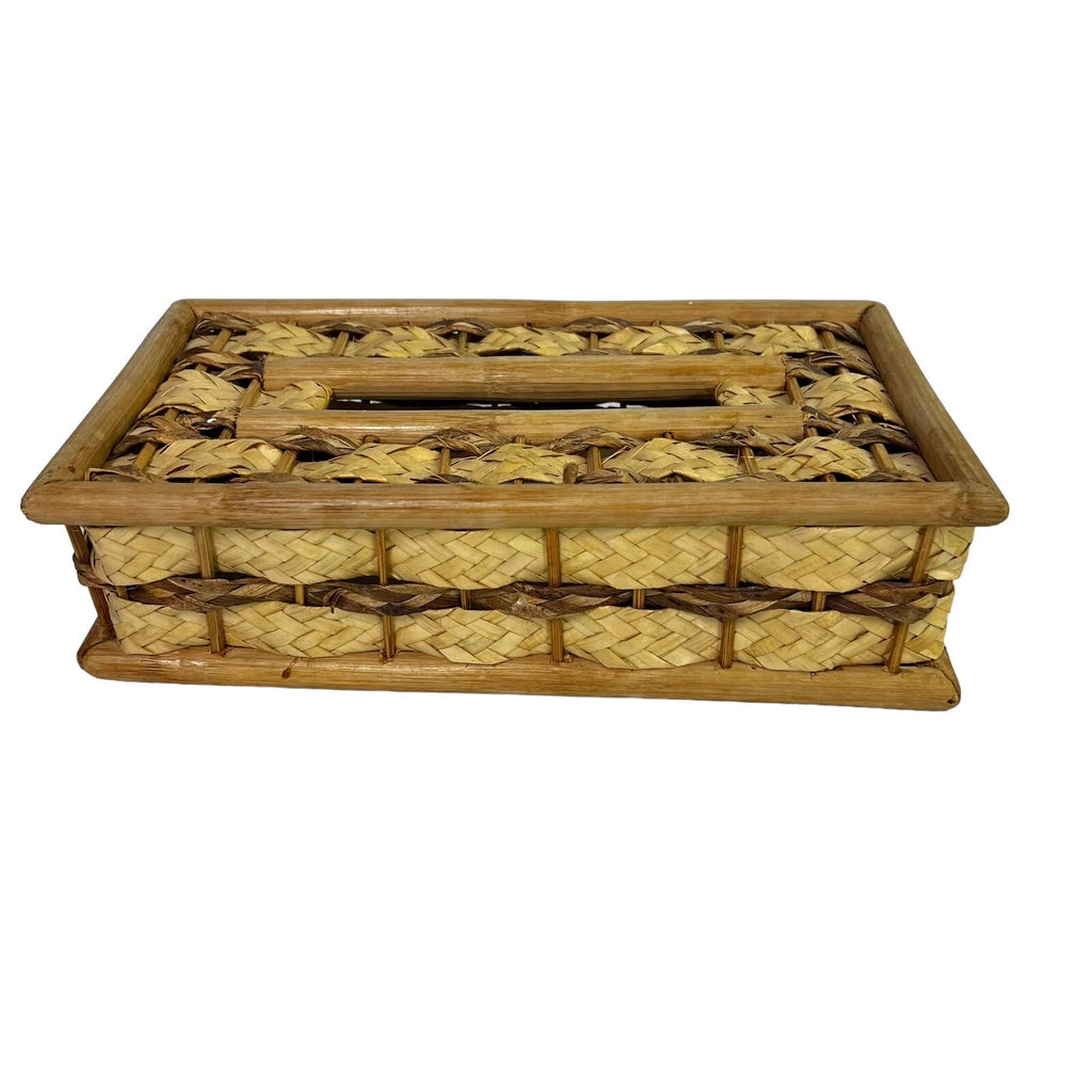 Vtg Tissue Box Cover Wicker Rattan Bamboo Holder Natural BOHO MCM Island | eBay