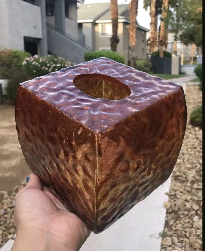 Acrylic Wavy Glitter Tissue Box Amber Colored Ombre Gold Glitter | eBay