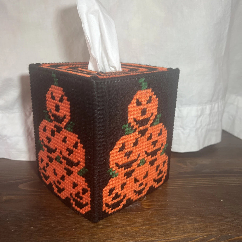 Handmade Needlepoint Halloween Jack O Lantern Pumpkin Boutique Tissue Box Cover | eBay