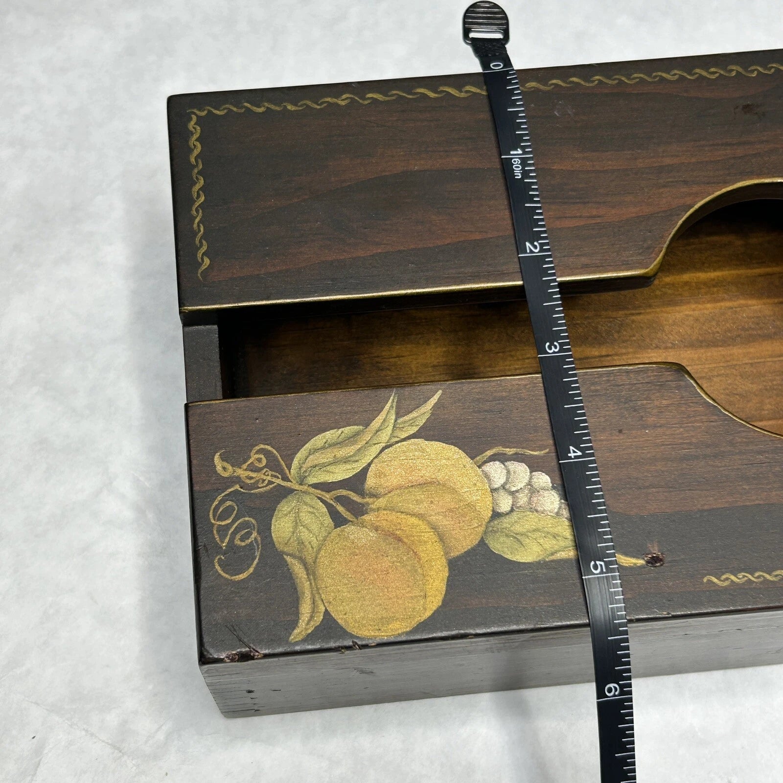Vintage Wood Tissue Box Holder Hand Painted Fruit Design MCM Decor Dryer Sheets | eBay