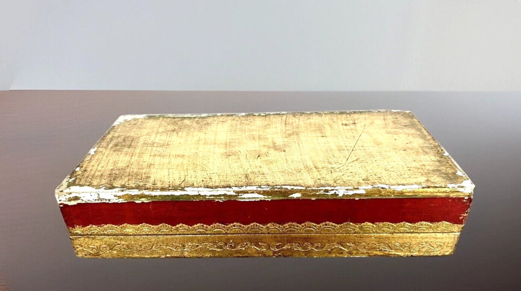 Vintage Red & Gold Tole Painted Tissue Holder/Box Florentine Italy | eBay