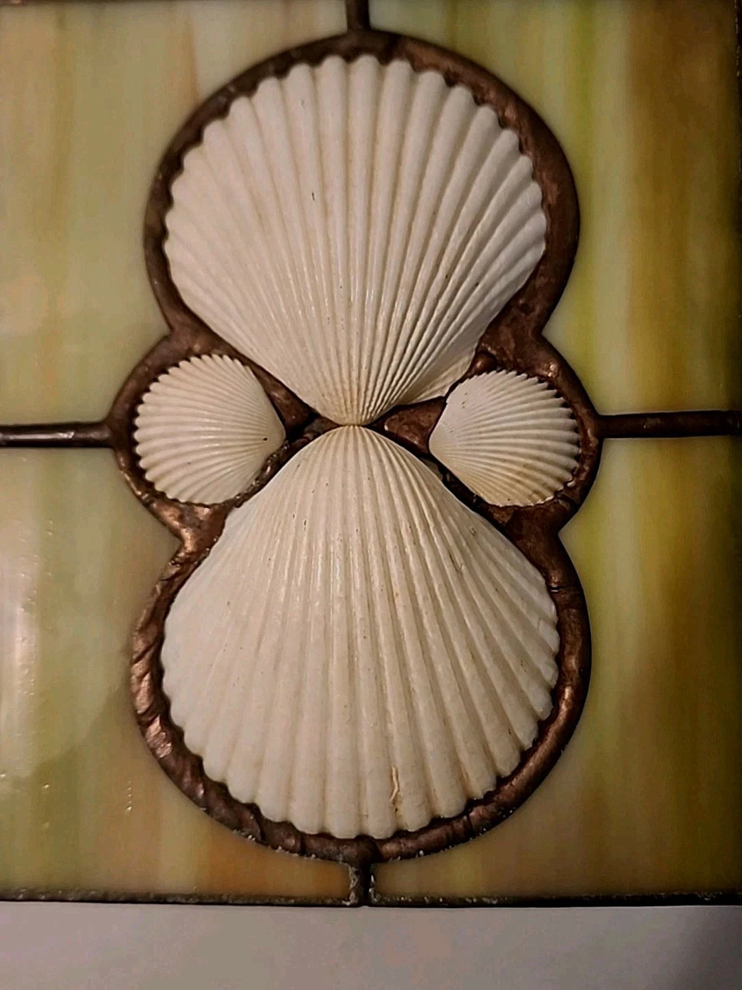 Vtg. Leaded Stained Glass Tissue Box Cover Slag With Sea Shells EUC | eBay