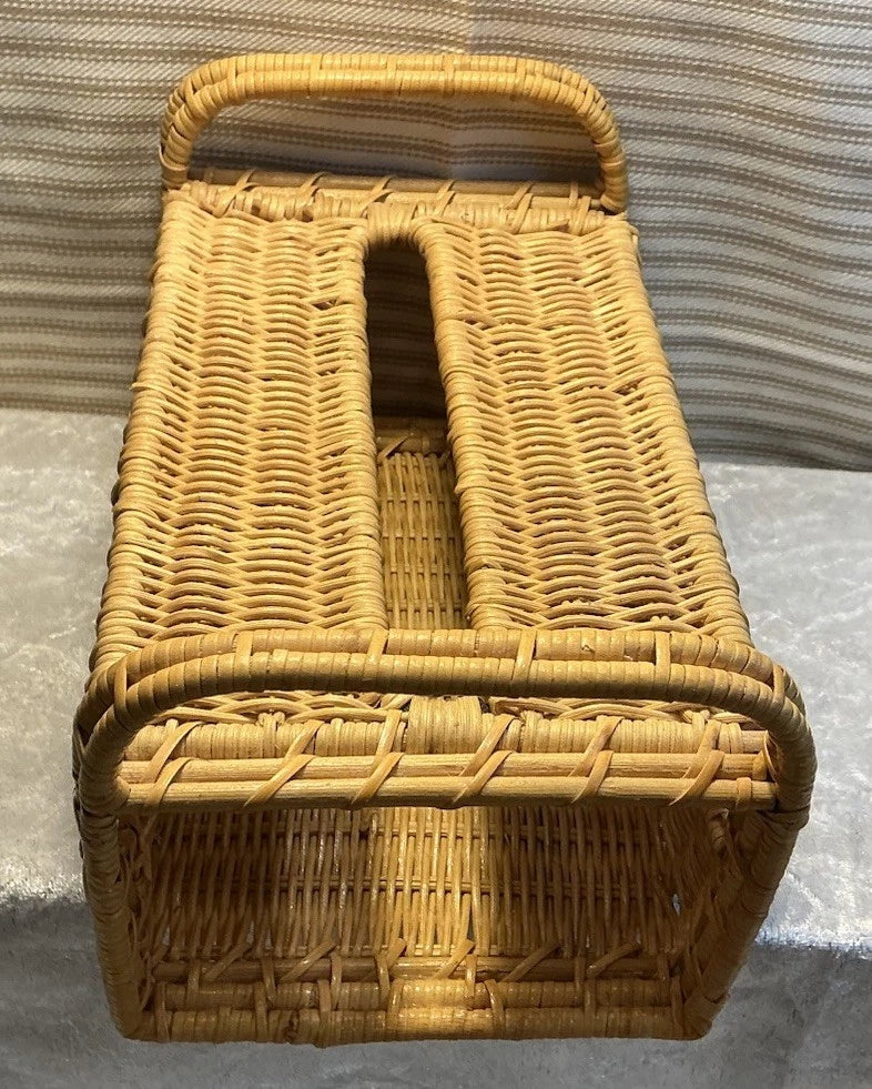Vintage Wicker Rectangular Tissue Box Cover Boho Nautical Beach Cottage Core | eBay