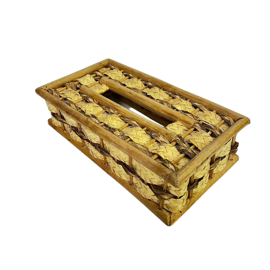 Vtg Tissue Box Cover Wicker Rattan Bamboo Holder Natural BOHO MCM Island | eBay