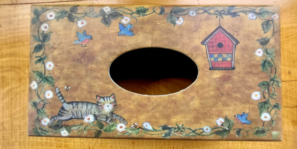 Primitive Tissue Box Bob’s Boxes All Creatures Cat Birdhouse Bunny Floral VTG | eBay
